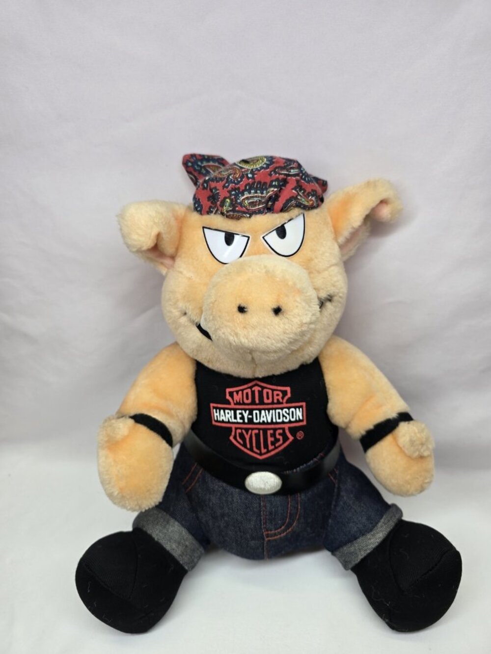 PLAY by PLAY Harley Davidson 11" Plush Stuffed Pig Hog Vintage 1993 Motorcycle